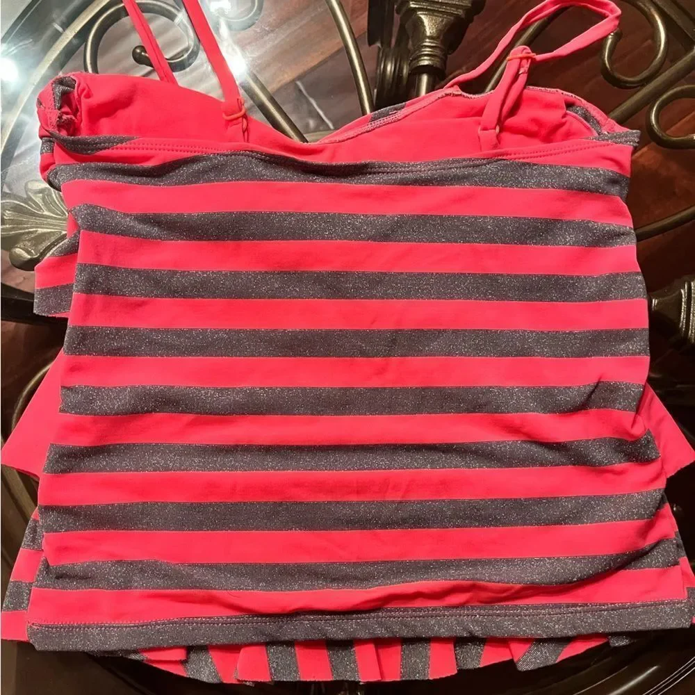 Justice Pink & Gray Tankini Set
